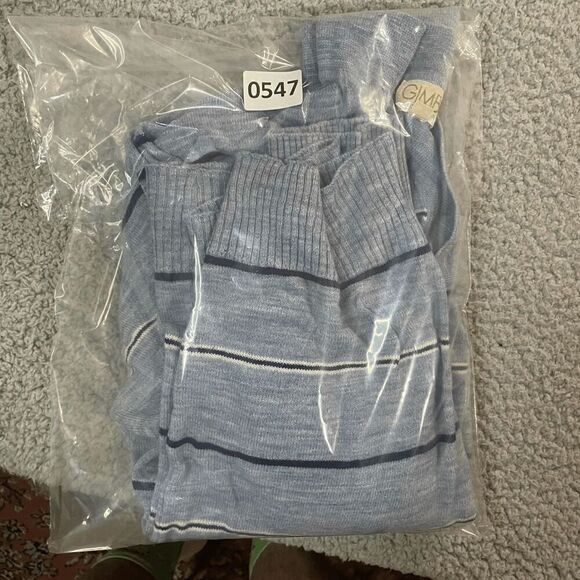 Vintage 90's Men’s Polo Shirt Long Sleeve Striped Blue Collar Gimble XL - Picture 6 of 6